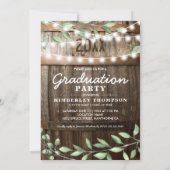 Rustic Greenery Photo 2024 Graduation Party Invitation (Back)