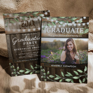 Rustic Greenery Photo 2026 Graduation Party Invitation