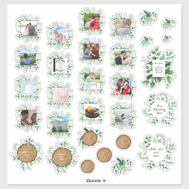 Rustic Greenery Photo Wedding Planner Journal Text Sticker (Sheet)