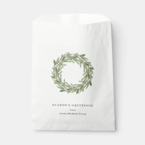 Rustic Greenery Pine Wreath Business Holiday Favor Bag