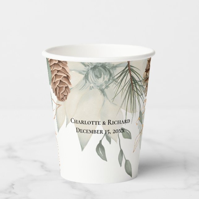 Rustic Greenery & Pinecones Paper Cups (Front)