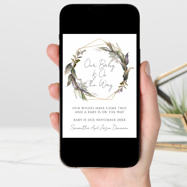 Rustic Greenery Pregnancy  Announcement (Front Digital)