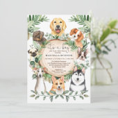 Rustic Greenery Puppy Dogs Boy Baby Shower Invitation (Standing Front)