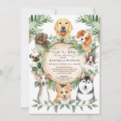 Rustic Greenery Puppy Dogs Boy Baby Shower Invitation (Front)