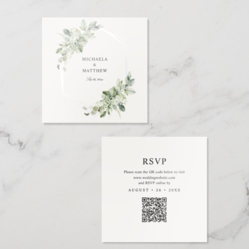 Rustic Greenery Real Silver Foil Wedding RSVP Card