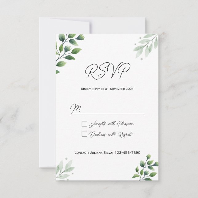 Rustic Greenery RSVP Card Invitation (Front)