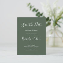 Rustic Greenery Simple Calligraphy Save The Date Announcement Postcard