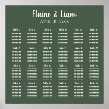 Rustic Greenery Simple Calligraphy Wedding Seating Poster
