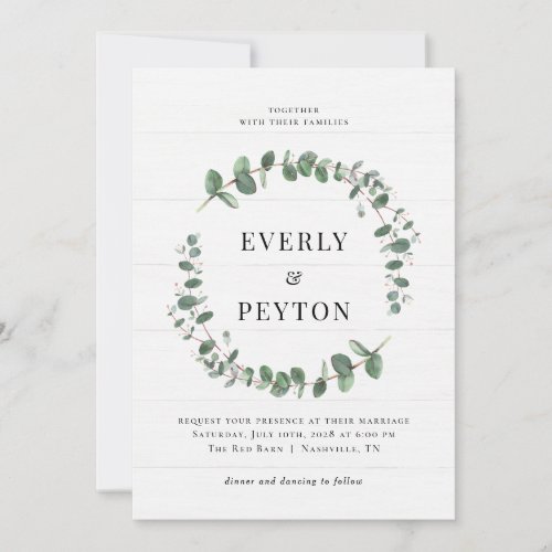 Rustic Greenery Simple Elegant Wedding Invitation