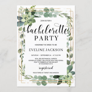 Rustic greenery succulent foliage bachelorette invitation