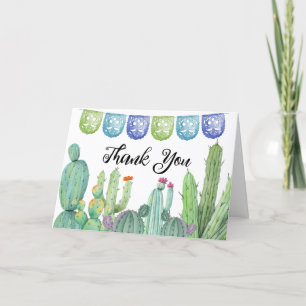 Rustic Greenery Taco Fiesta Cactus Baby Shower Letterpress Thank You Card