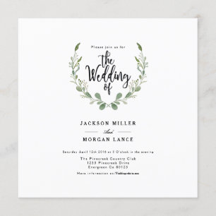 Rustic Greenery Vine Watercolor Wedding Invite