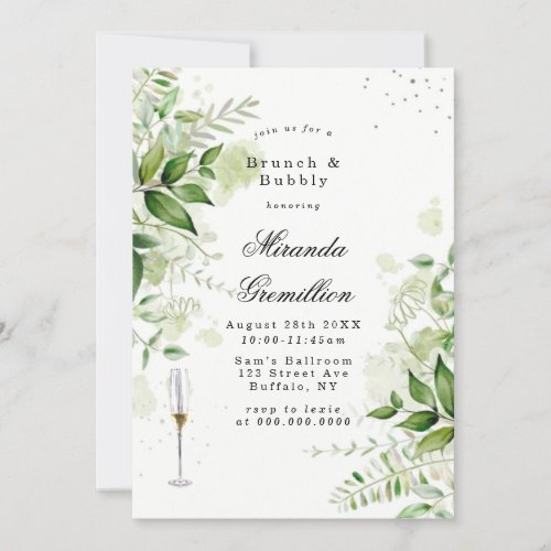 Rustic Greenery Vineyard Brunch  Bubbly  Invitation