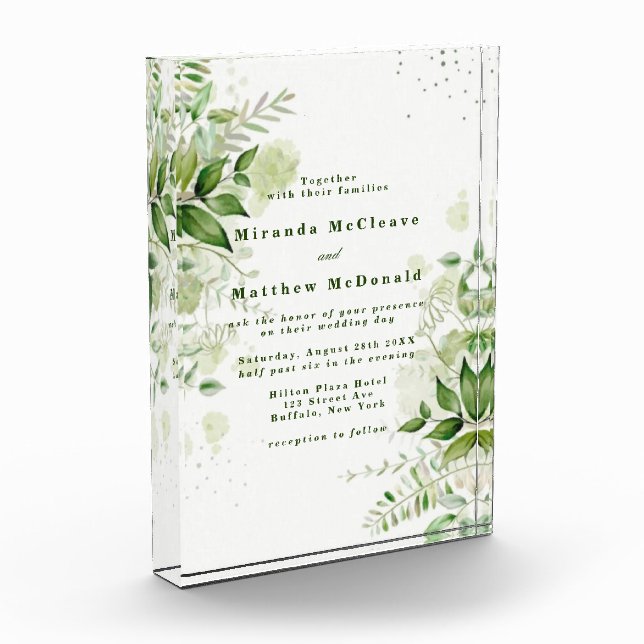 Rustic Greenery Vineyard Keepsake Wedding Invite Photo Block (Left)