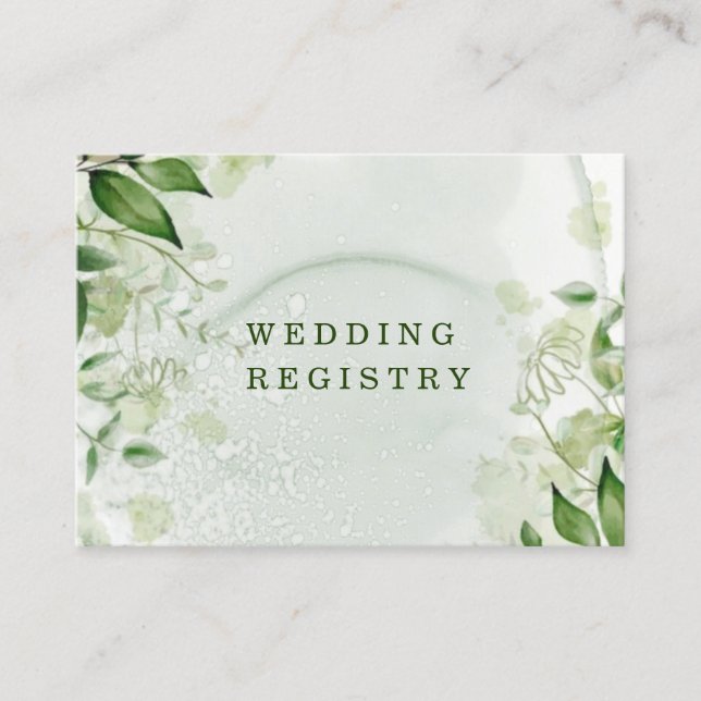 Rustic Greenery Vineyard Wedding Registry Business Business Card (Front)