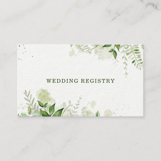 Rustic Greenery Vineyard Wedding Registry Business Card (Front)