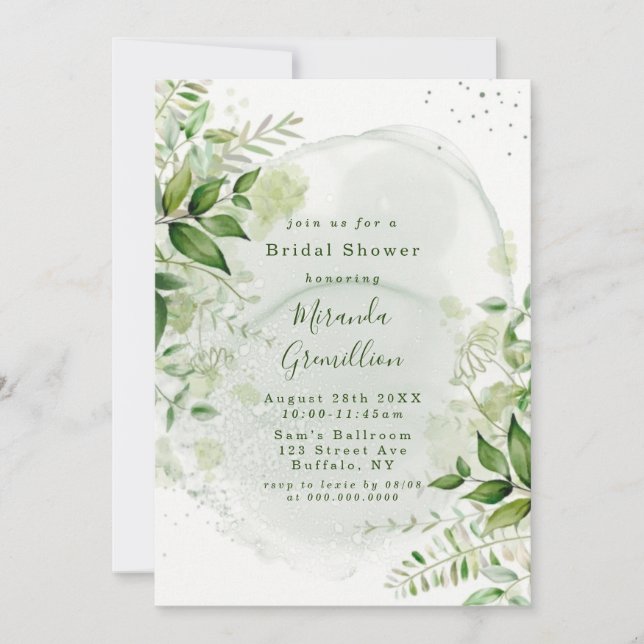 Rustic Greenery Vineyard White Bridal Shower Invit Invitation (Front)