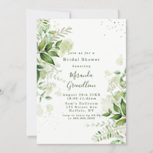 Rustic Greenery Vineyard White Bridal Shower Invitation
