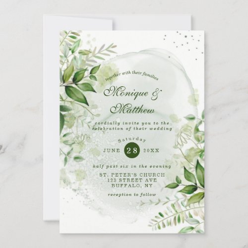 Rustic Greenery Vineyard White Wedding Invitation