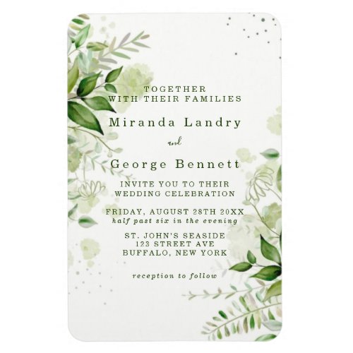 Rustic Greenery Vineyard White Wedding Invitation Magnet