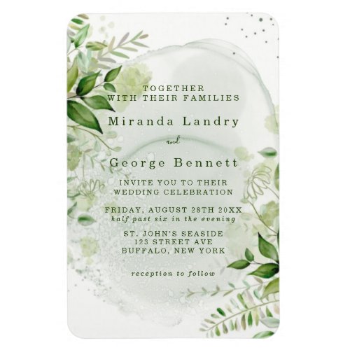 Rustic Greenery Vineyard White Wedding Invitation  Magnet