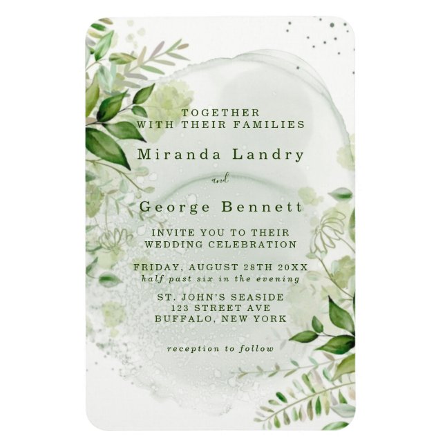 Rustic Greenery Vineyard White Wedding Invitation  Magnet (Vertical)