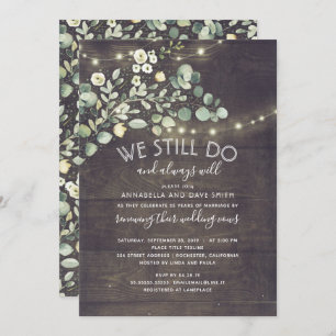 Rustic Greenery Vow Renewal Wedding Anniversary Invitation