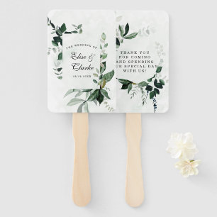 Rustic Greenery Watercolor Eucalyptus Wedding Hand Fan