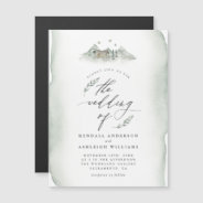 Rustic Greenery Watercolor Leaves Outdoor Wedding Magnetic Invitation at Zazzle