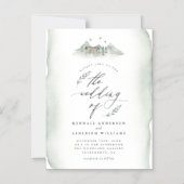 Rustic Greenery Watercolor Leaves Outdoor Wedding Magnetic Invitation (Front)
