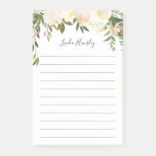 Rustic Greenery Watercolor Wild Floral Post-it Notes