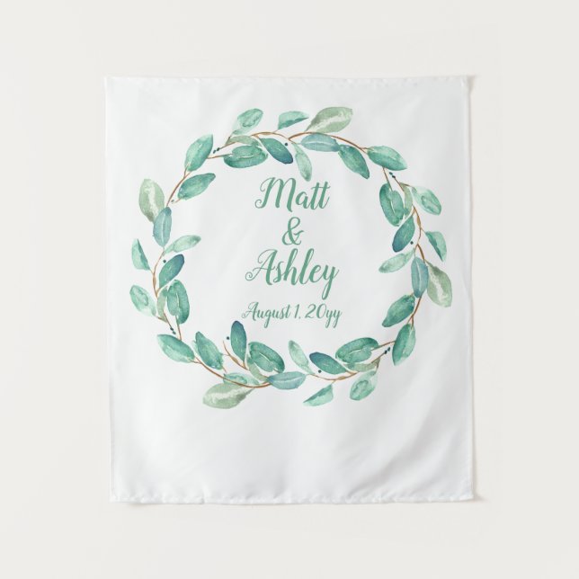 Rustic Greenery Wedding Backdrop Photo Booth Prop (Front)