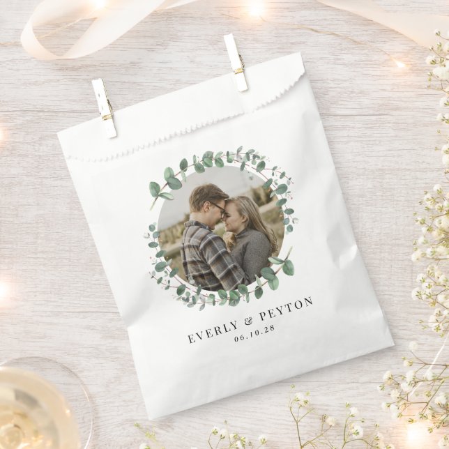 Rustic Greenery Wedding Engagement Party Favor Bag (Clipped)