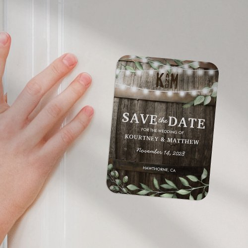 Rustic Greenery Wedding Fridge Save the Date Magnet