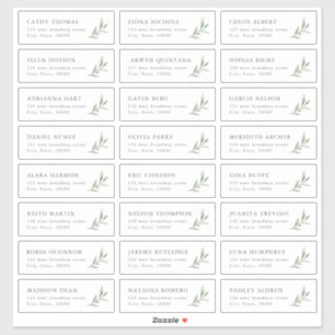 Rustic greenery wedding guest address label