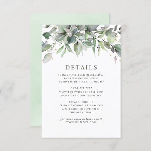 Rustic Greenery Wedding Guest Information Card