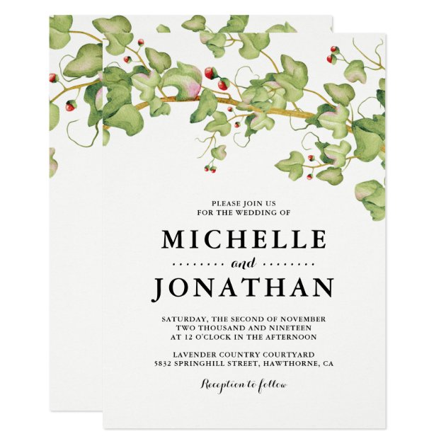 Rustic Greenery Wedding Invite | Botanical Ivy