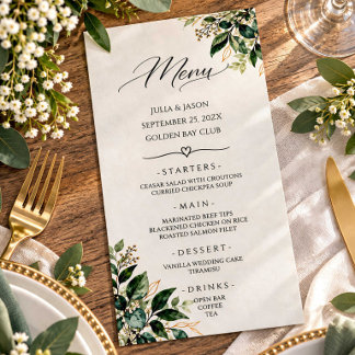 Rustic Greenery Wedding Menu Card