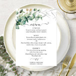 Rustic Greenery Wedding Menu Card<br><div class="desc">A simple chic greenery watercolor wedding menu card for the plate. Easy to personalize with your details. CUSTOMIZATION: If you need design customization,  please contact me through chat; if you need information about your order,  shipping options,  etc.,  please contact directly Zazzle support https://help.zazzle.com/hc/en-us/articles/221463567-How-Do-I-Contact-Zazzle-Customer-Support-</div>