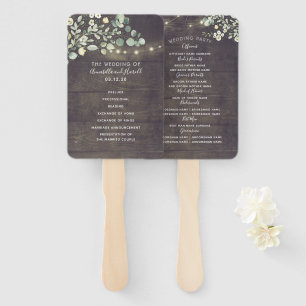 Rustic Greenery Wedding Program Menu Hand Fan