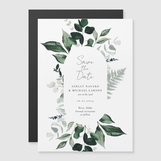 Rustic Greenery Wedding Save the Date Magnet (Front/Back)