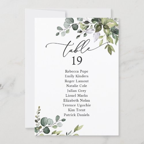 Rustic Greenery Wedding Seating Chart Table Cards