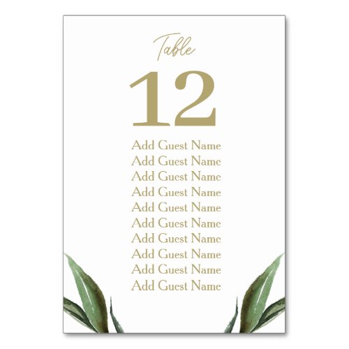 Rustic Greenery Wedding Table Number Seating Chart