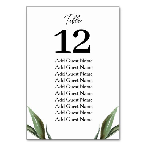 Rustic Greenery Wedding Table Number Seating Chart