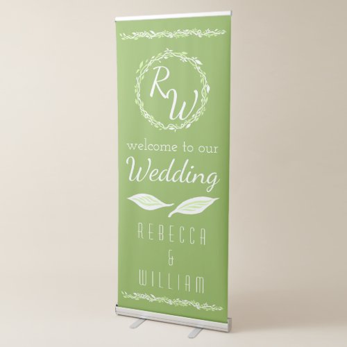 Rustic Greenery  Wedding Vine Botanical Welcome Retractable Banner