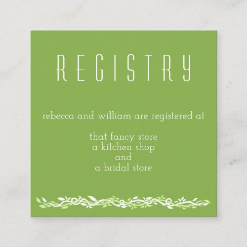 Rustic Greenery  Wedding Vine Registry Info Enclosure Card