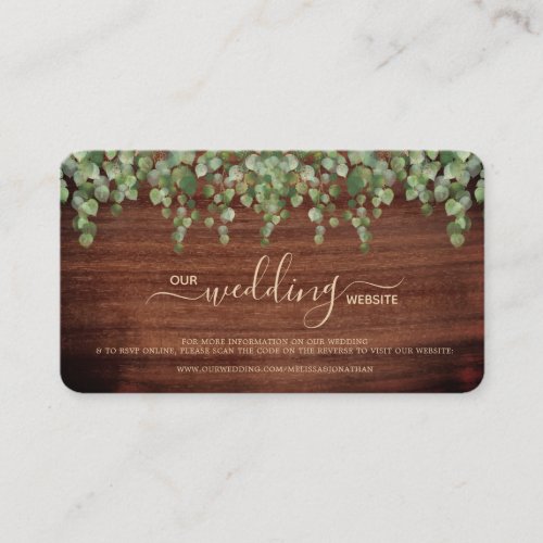 Rustic Greenery Wedding Website QR Code RSVP Card