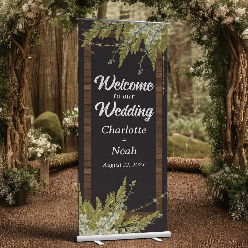 Rustic Greenery Wedding Welcome Retractable Banner