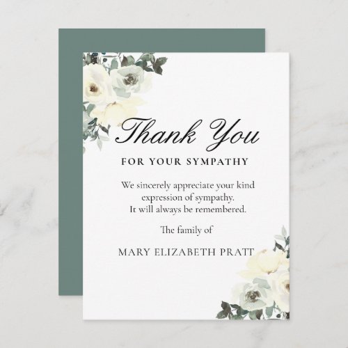 Rustic Greenery White Floral Funeral Thank You Car