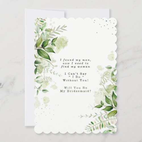 Rustic Greenery Will You Be My Bridesmaid Invitation